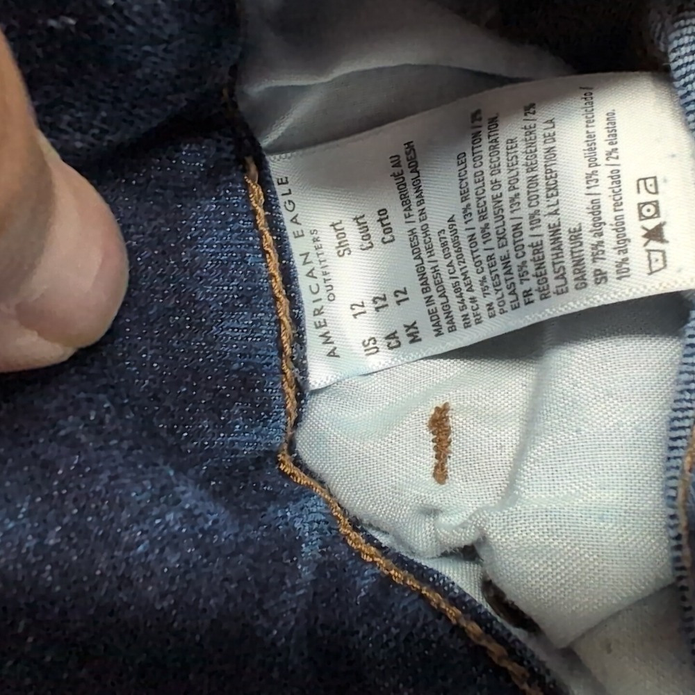 American Eagle Curvy Kick Boot Jeans Womens 12 Short Blue Medium Wash Stretch - Picture 5 of 13